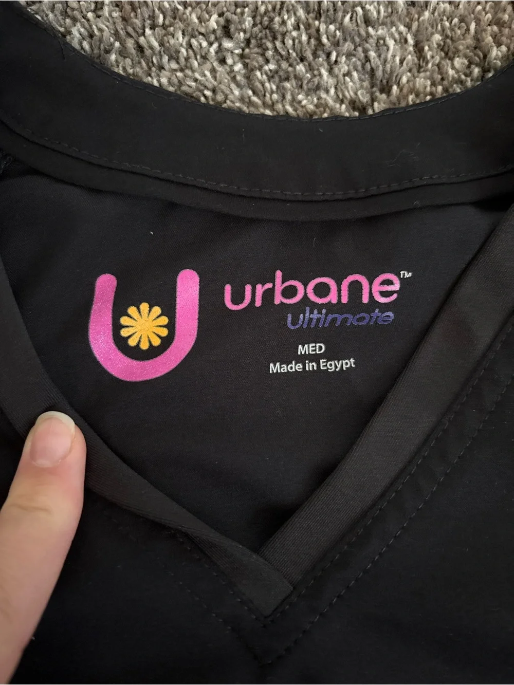 Urbane Black V-Neck Short Sleeve Scrub Top